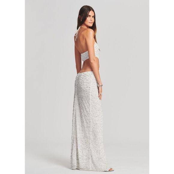 Retrofete Hendrix Dress Sequin Tiger Stripe White NWT L - Picture 3 of 13